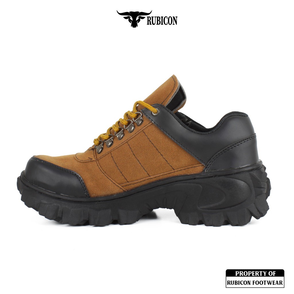 BIG PROMO | SEPATU TRACKING SAFETY HIKING PENDAKI RUBICON DINOSAURUS PREMIUM QUALITY UJUNG BESI TAN DINOSAURUS