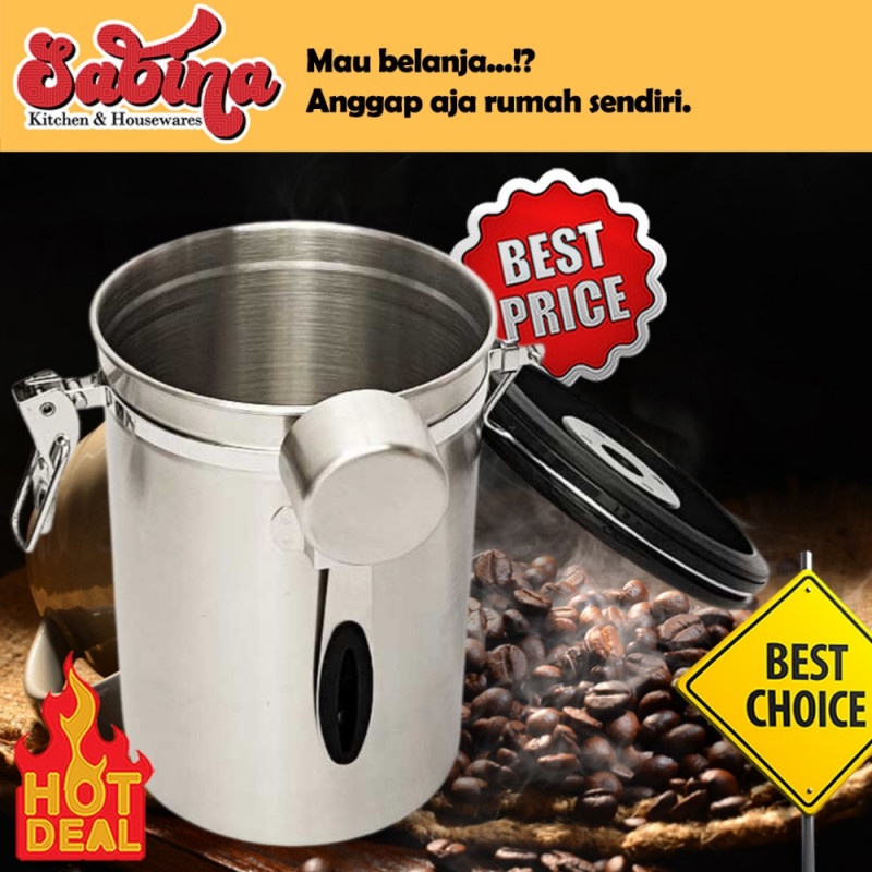 Toples Kedap Udara Penyimpanan Multifungsi 1.8L Stainless Sealed Tank