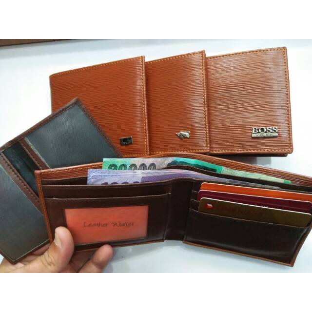 Dompet lipat pendek cowok polos motif cacing