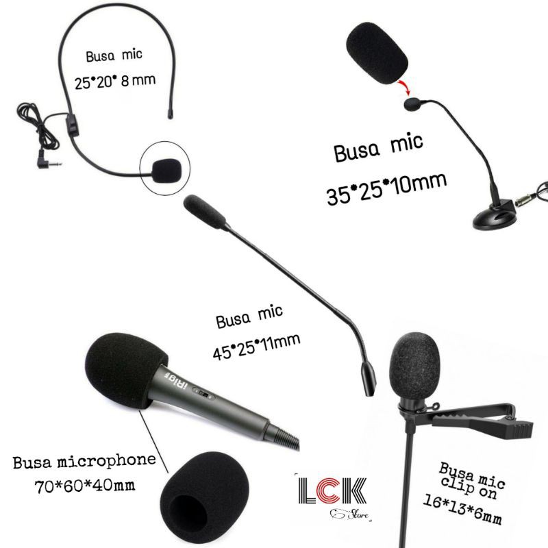 Busa mic clip on kecil mini headset lidi / foam shotgun /spon  windscreen  podium