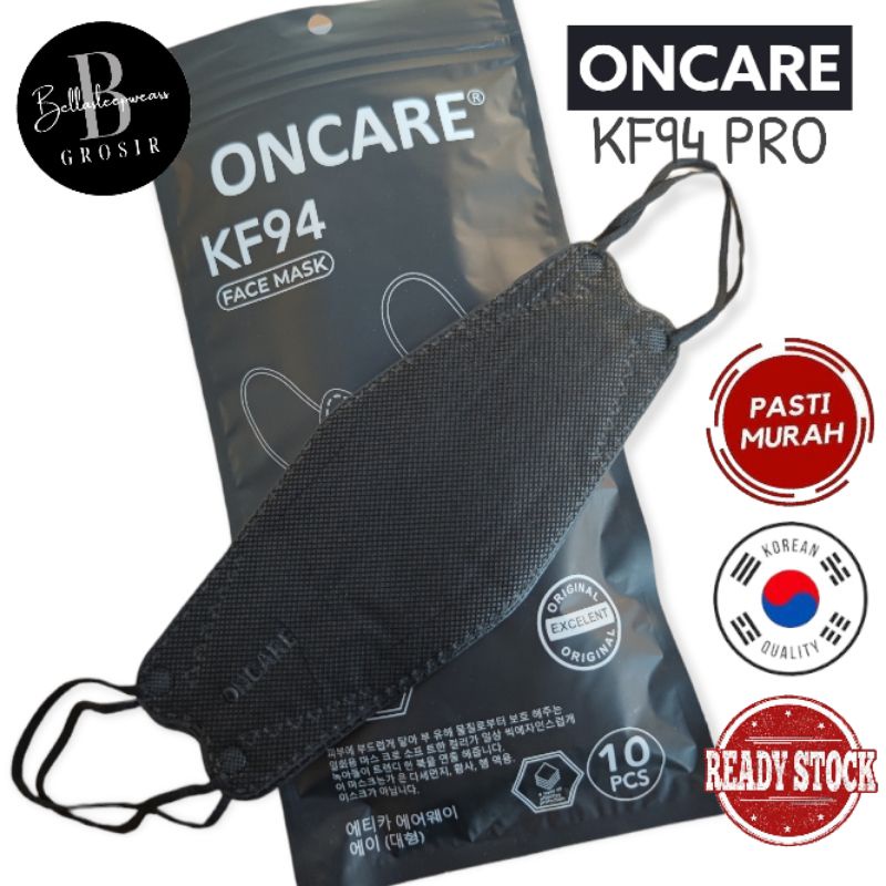 BELLA - ONCARE KF94 4PLY 5PLY PRO PREMIUM - MASKER KF94 ONCARE EMBOS KEMENKES HITAM PUTIH WARNA