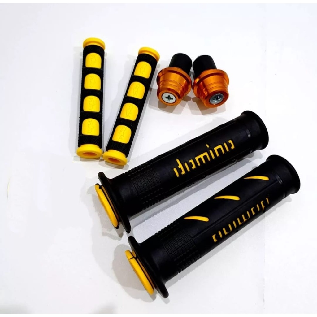 PROMO TERMURAH PAKET HANDGRIP DOMINO SISIK+KARET HENDEL+JALU STANG CNC MINI UNIVERSAL SEMUA JENIS MOTOR