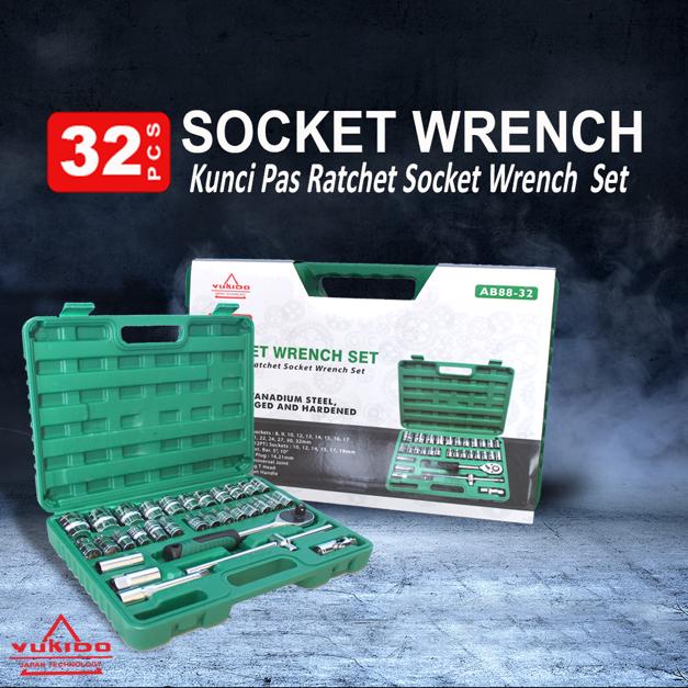 Termurah - YUKIDO Kunci Shock Set Obeng Tekiro Original Sok Lengkap Soket Konci Shok Kenmaster Perkakas Bengkel Alat Paket 24 Sock 1 Motor Wrench Socket