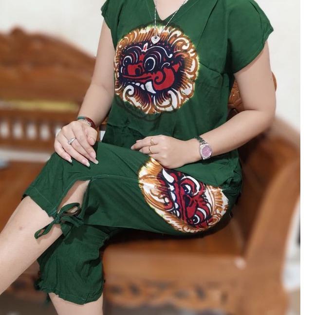 Muraaaahh.. setelan baju bali lukis barong size M, L, XL celana 7/8 bahan tebal dan adem