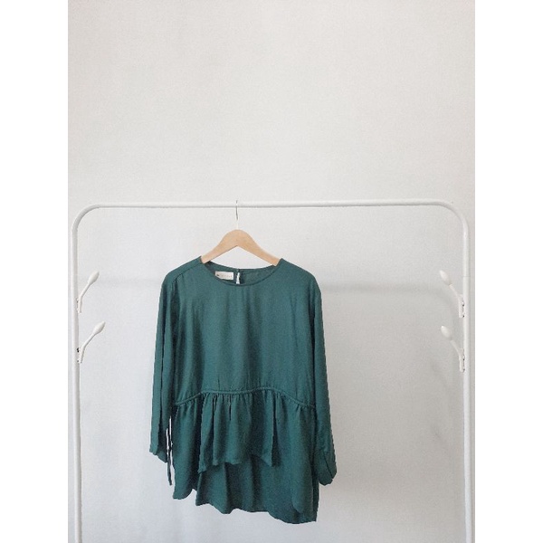 Talita Blouse - Lengan Panjang Tencel Dark Green