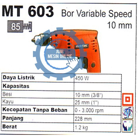 Maktec Bor Tangan 10mm MT 606 MT606 Berkualitas