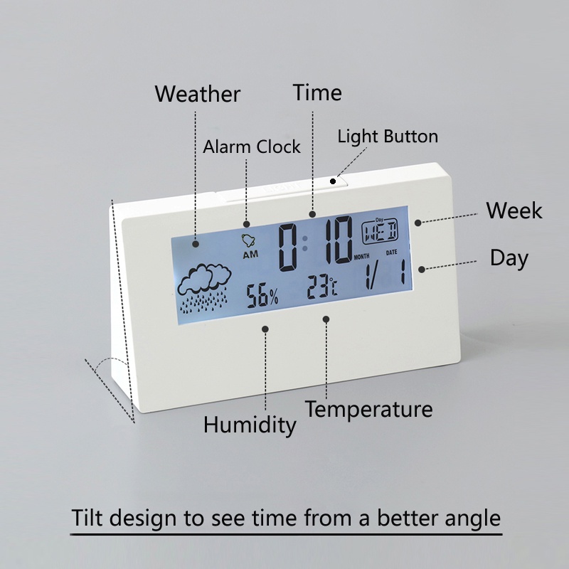 Creative Simple Multifunctional Electronic Alarm Weather Digital Clock With Light