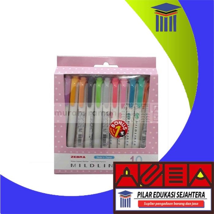 

MILDLINER ZEBRA SET 10 WARNA + FREE 1 MURAH