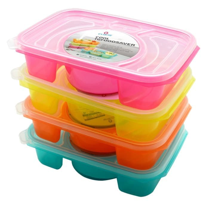 Claris 2703 Kotak Makan Lunch Box Plastik Segi Dengan Sekat Rectangular Food Saver Tempat Wadah