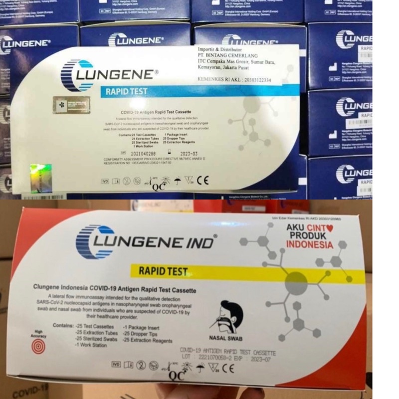 Jual Lungene Rapid Test Antigen Swab Hidung Resmi Kemenkes 1 Box 25 Pcs ...