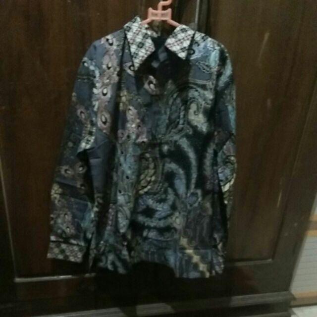 Tulis Batik Hrb026 Kenongo Kemeja Jazv Panjang Pekalongan Padi M L Xl Sogan Tulis Halus Kemeja Batik