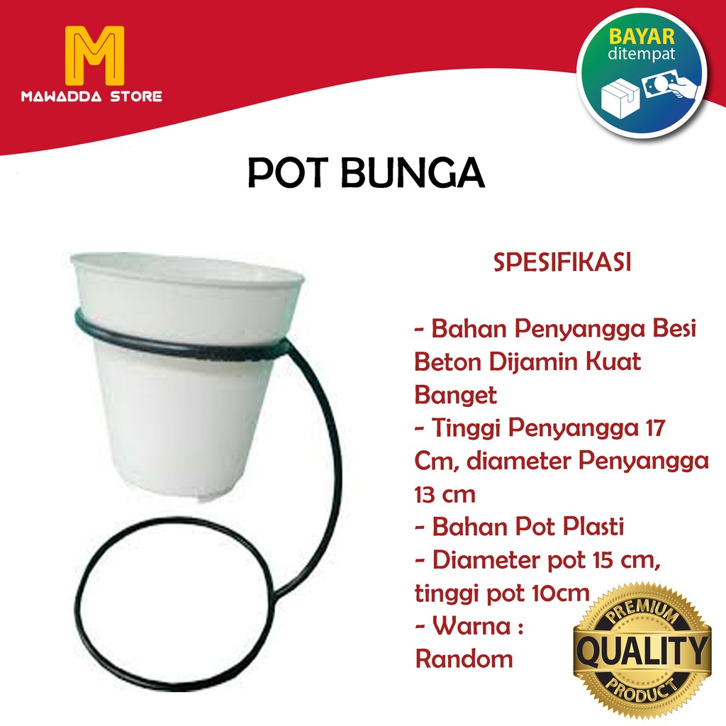 Pot Bunga Unik Plus Penyangga Besi Diameter 13 Cm