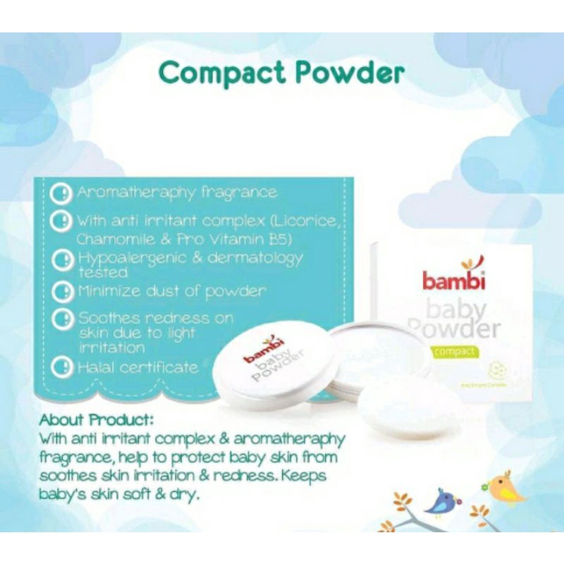 Bambi baby compact powder refill/bedak padat bayi