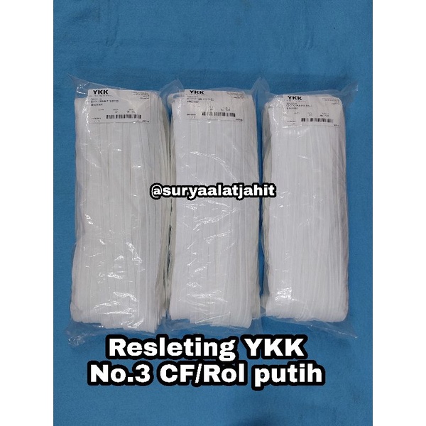 Daun Resleting YKK Coil No.3FR @100Y =rp.193.500/1Rol