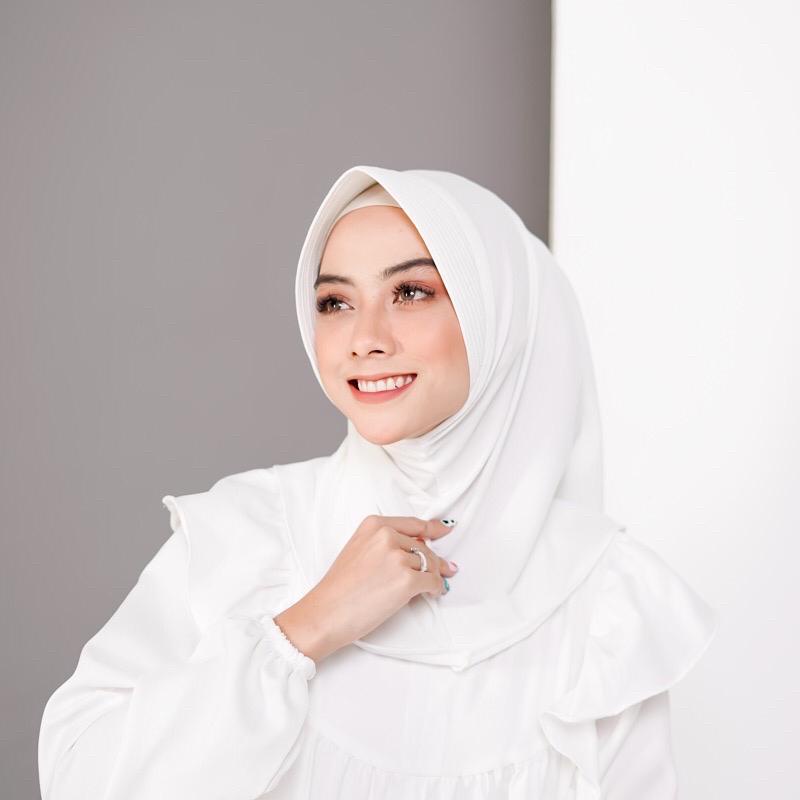 Jilbab Instan Hijab Sport Training Sekolah SD Lycra Volly Ori Cantika (MOHON BACA DESKRIPSI)-PUTIH