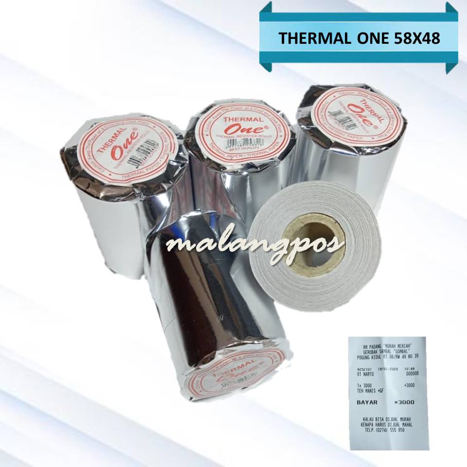 

KERTAS KASIR/KERTAS STRUK/KERTAS THERMAL ROLL ONE 58x48 MM THERMAL PAPER 58MM STRUK