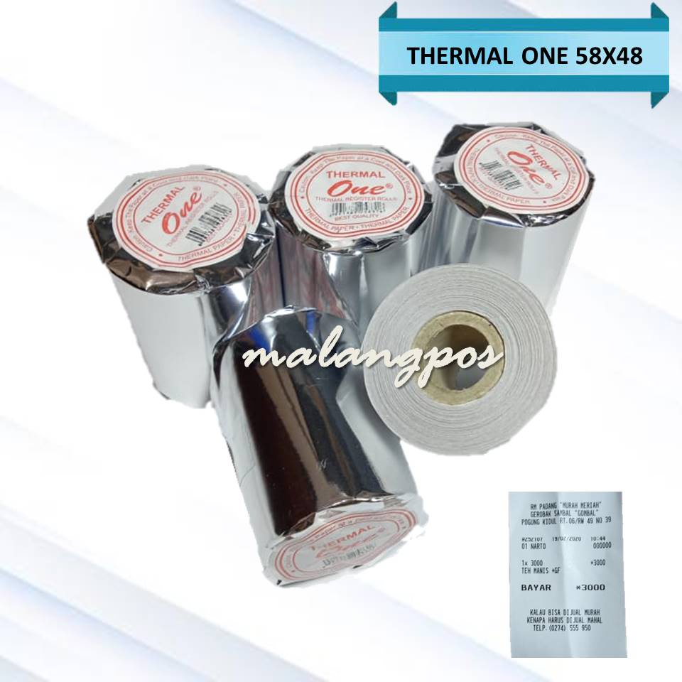 KERTAS KASIR/KERTAS STRUK/KERTAS THERMAL ROLL ONE 58x48 MM THERMAL PAPER 58MM STRUK