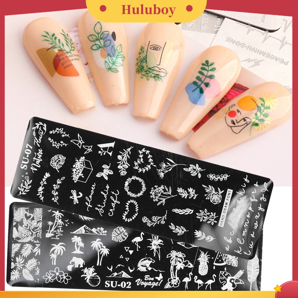 Huluboy Huluboy♡ Plat Stempel Kuku Motif Wajah Manusia Bahan Stainless Steel Untuk Manicure