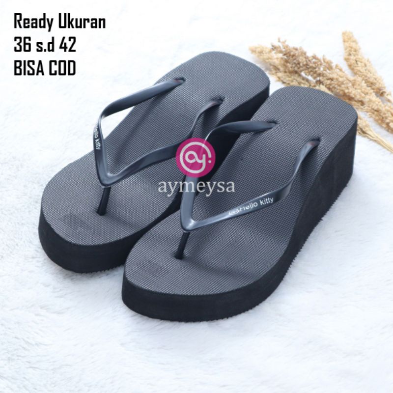 Sandal Wedges Spon Colorful Jepit POLOS Kualitas Super