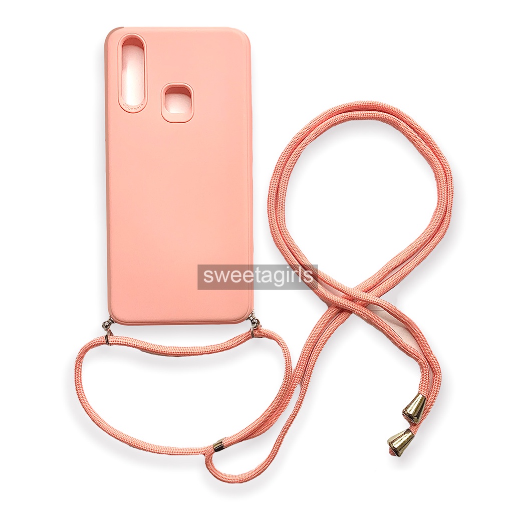 Softcase Tali For Vivo Y19 - Sweetacase.id -  Case Tali Macaroon - Slingcase - Candy Case - Casing Baby - Casing Tali bisa dibuat selempang - Tali lanyard Gantungan Hp Model Nagita Mama Gigi