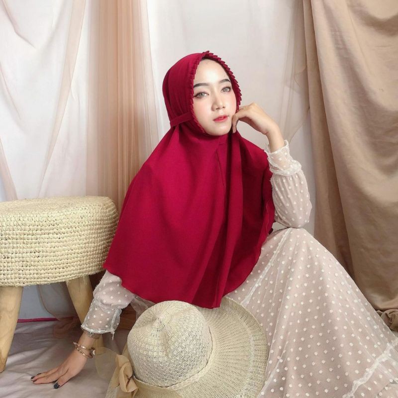 jilbab bergo maryam lipit diamond non pet tali / bergo instan lipit gerigi rempel