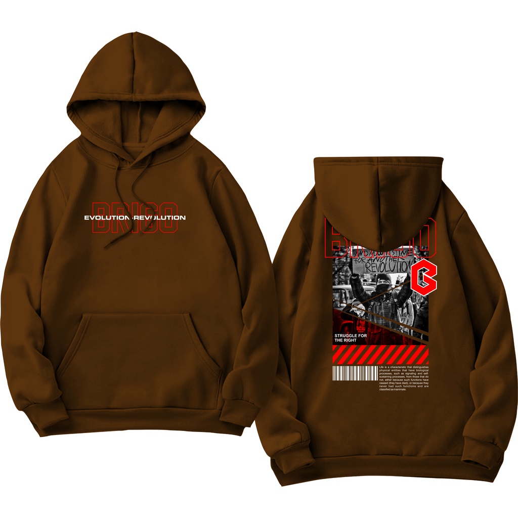 BRIGO Jumper Hoodie EVOLUTION REVOLUTION   II Sweater Hoodie BRIGO Sablon DTF Fleece Cotton II SIZE M-XXL (Pria &amp; Wanita) Free stiker&amp;Gantungan Kunci