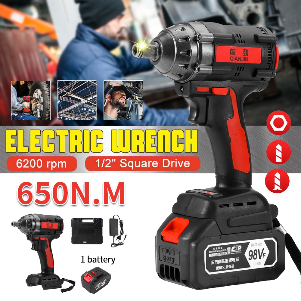 650N. M Cordless Impact Wrench 98V Brushless 98V Bor Obeng Kunci 98 Volt