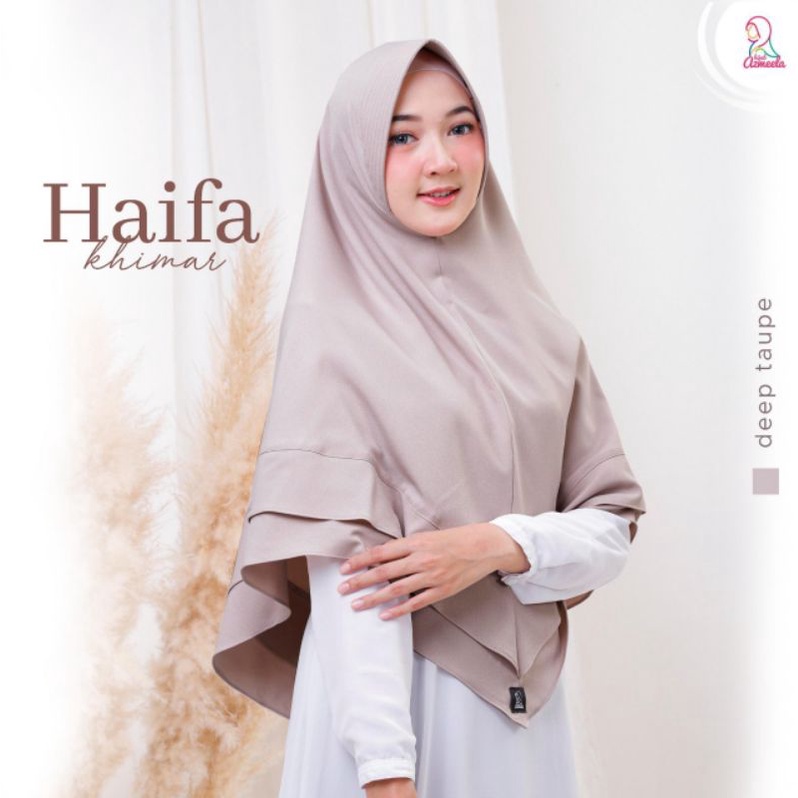 Haifa Khimar by Azmeela hijab instant simple syar'i Zara crepe pad-Deep taupe