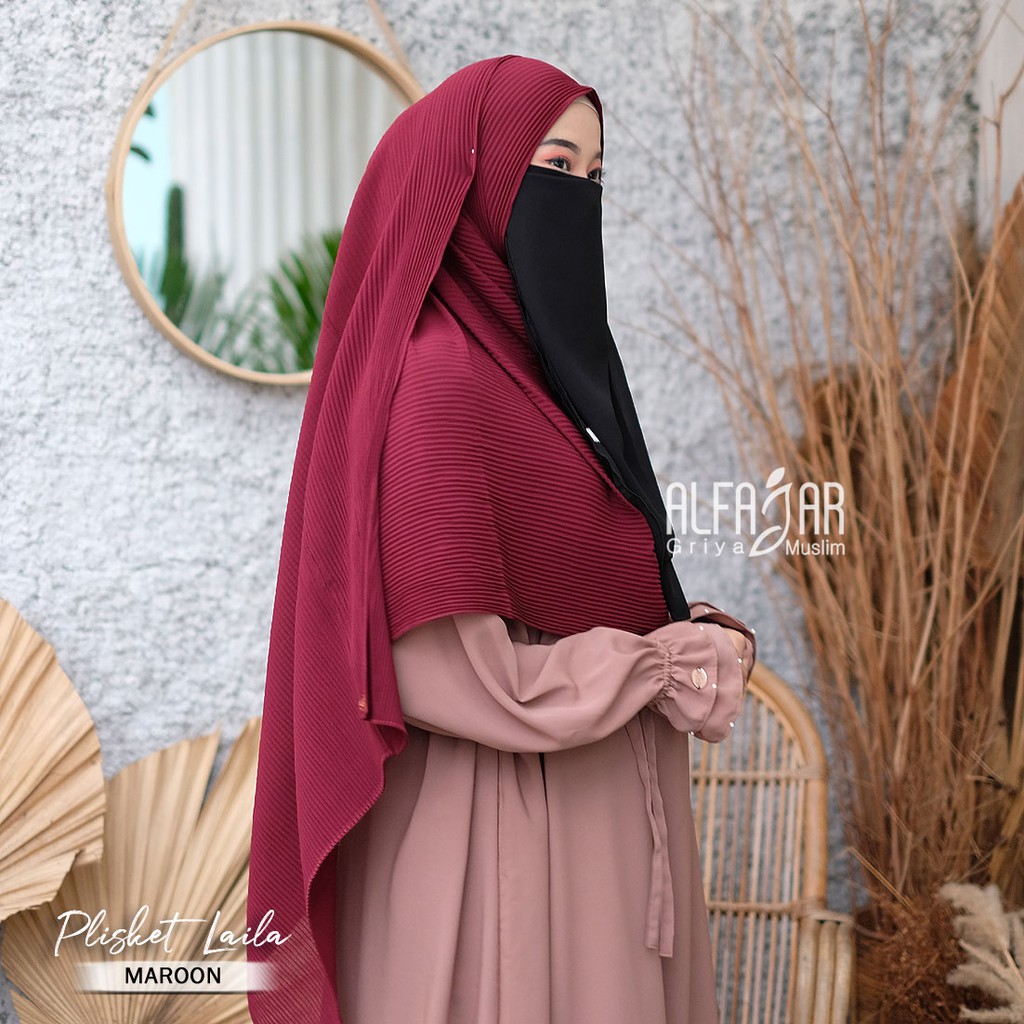 Jilbab Pasmina Instan Plisket Ceruty Babydoll Laila by Alfajar Free Cadar