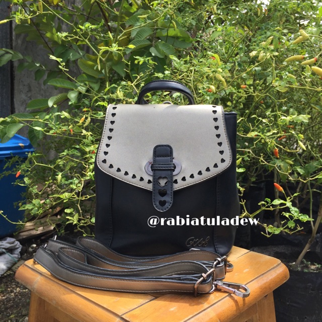 Tas gosh ransel hitam silver/ tas gosh selempang preloved