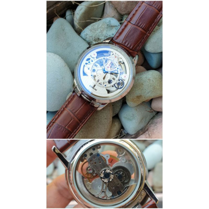 Jam Tangan CORUM Golden Bridge Transparan strap leather