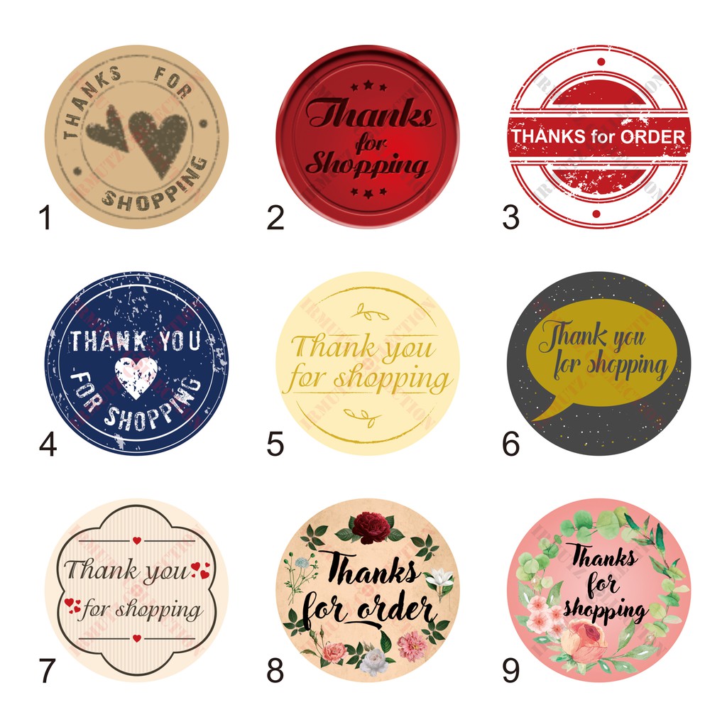 

Stiker bulat lingkaran terima kasih thank you for shopping online shop