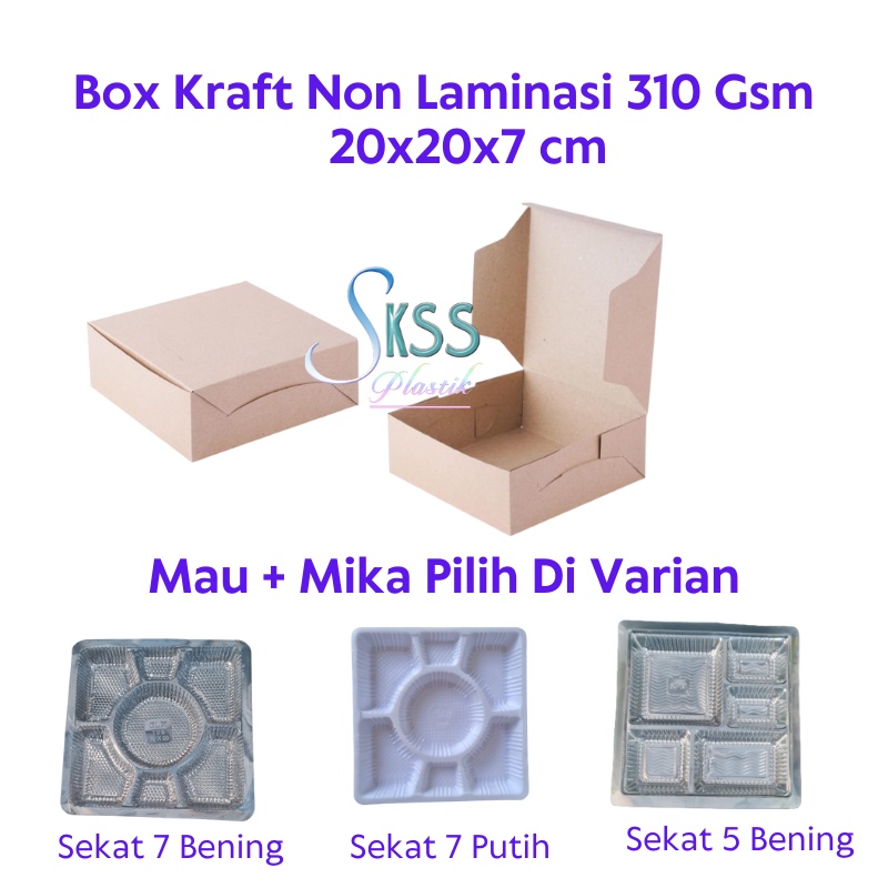 Box Dus Nasi Kraft 20x20 Non Laminasi l Kotak Nasi l Dus Nasi Kotak Kemasan Makanan Kue