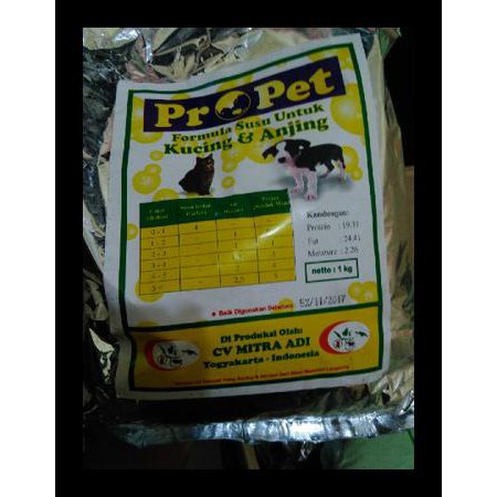 PRODUK BAIK PROPET FORMULA SUSU KUCING & ANJING 1000G TERJAMIN