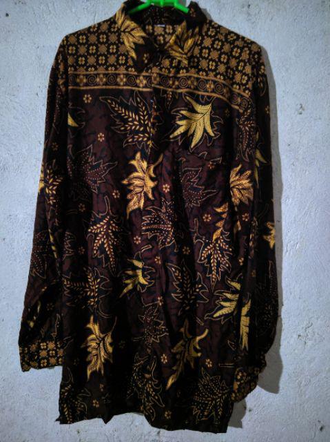 Cod Batikn Pria Lengan Panjang Size M L Xl Xxl Kemeja Batik Pria Motif Kenari Mulia Jaya Batik