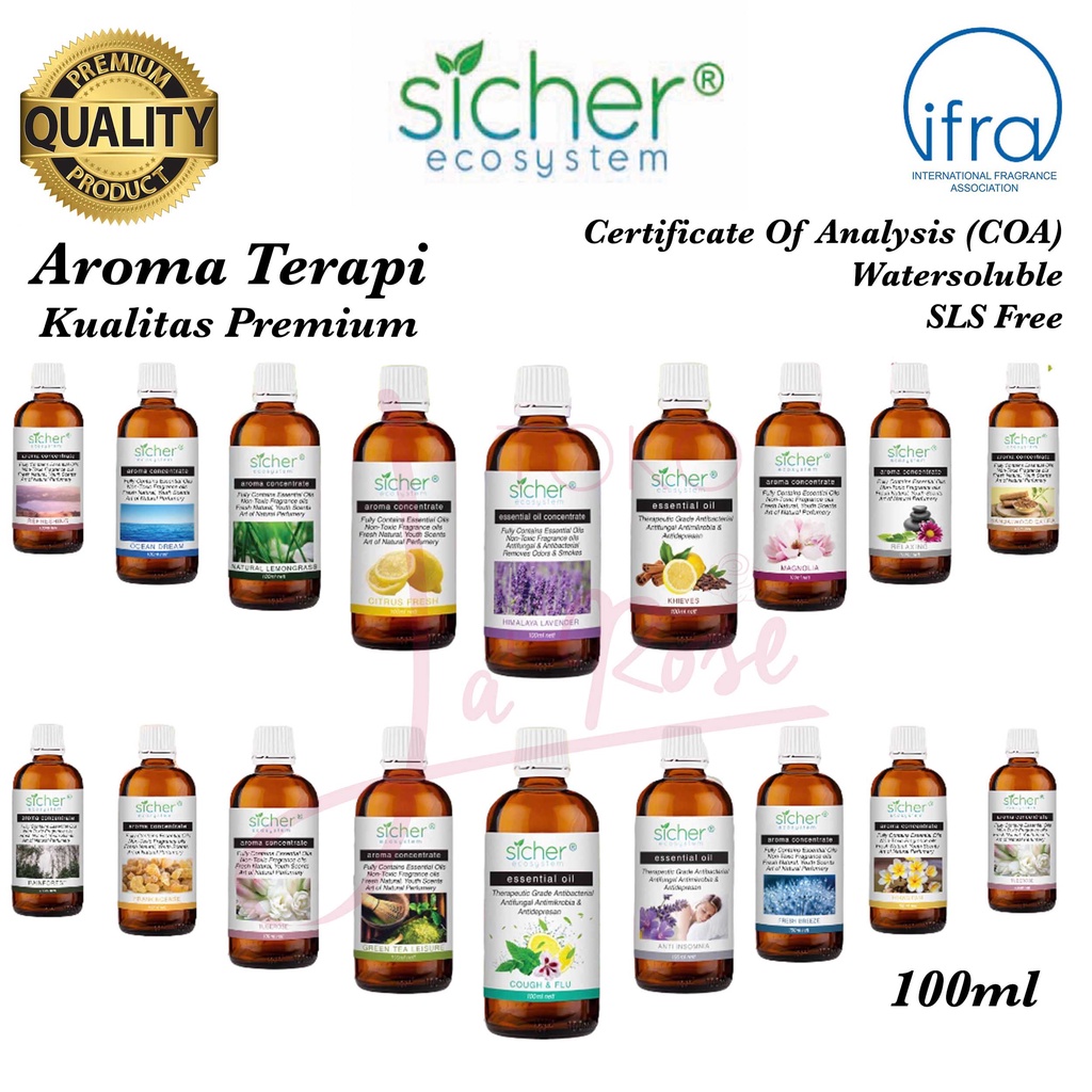 Sicher Essential Aromatherapy Oil Pengharum Pewangi Ruangan Natural Aromaterapi 100ml Refill