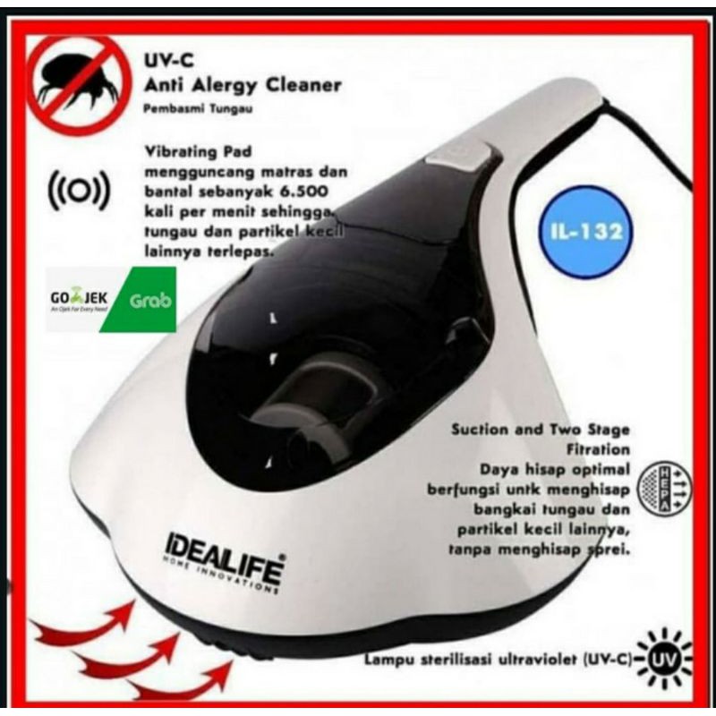 Idealife IL-132 ORIGINAL Dust UV Mite Vacuum Cleaner - Alat Pembunuh Tungau