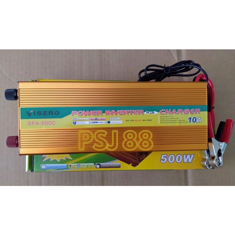 Power Inverter Visero 500W Plus Charger Aki 10A SFA-500C 500 Watt Inverter