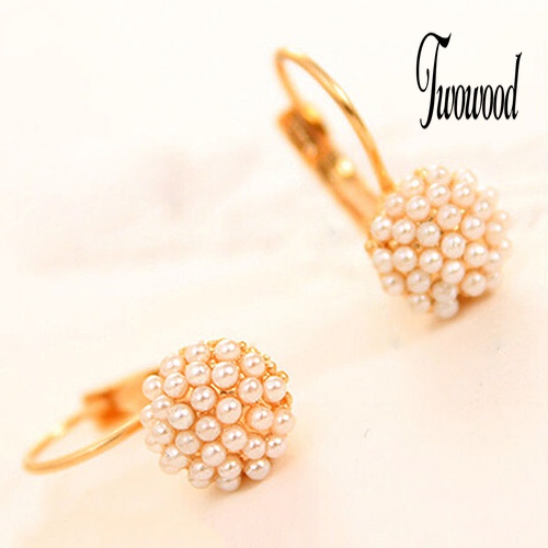 Anting Mutiara Imitasi Bahan Alloy Warna Emas Untuk Wanita