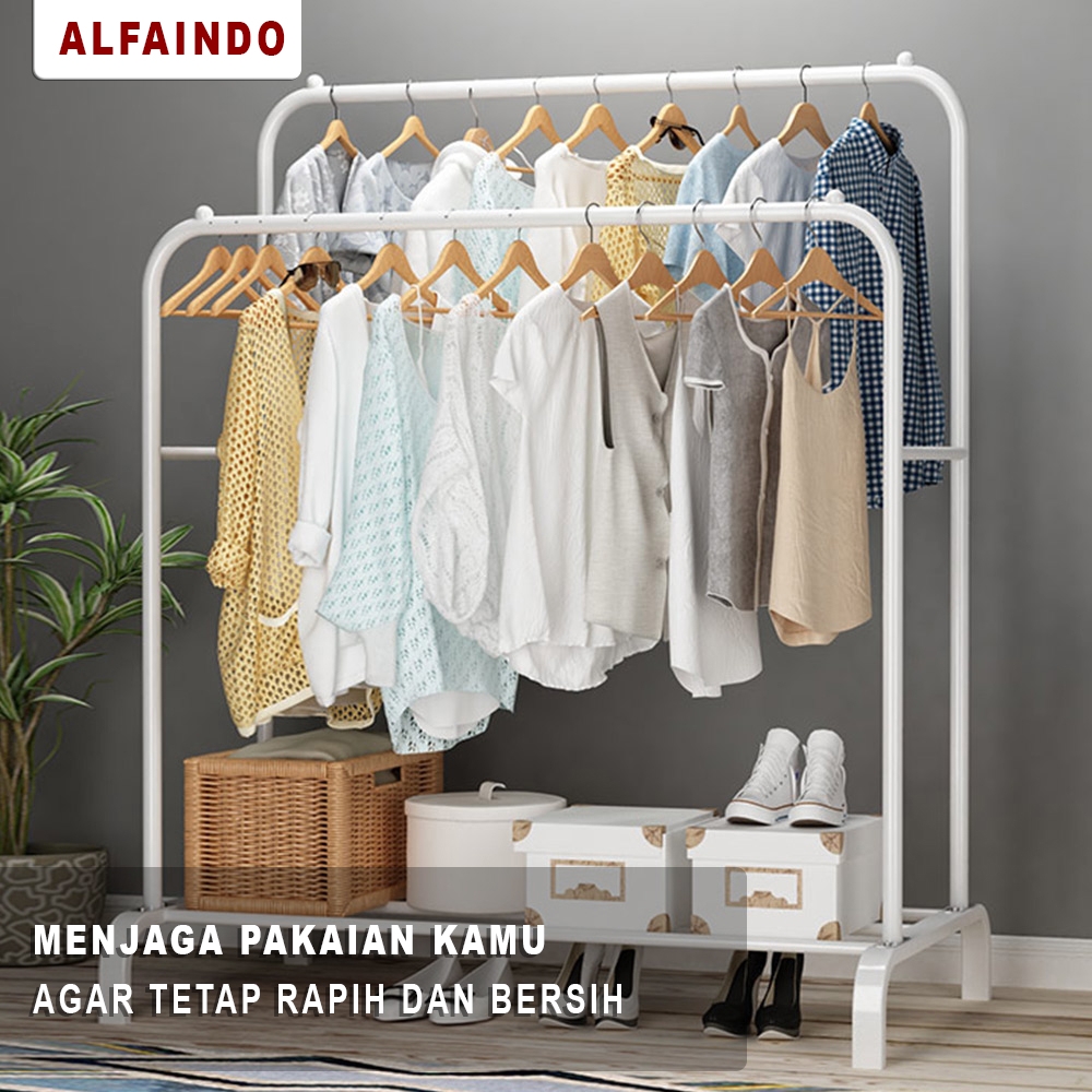 Alfaindo Rak Gantungan Baju Stand Hanger Double Pole GHR005