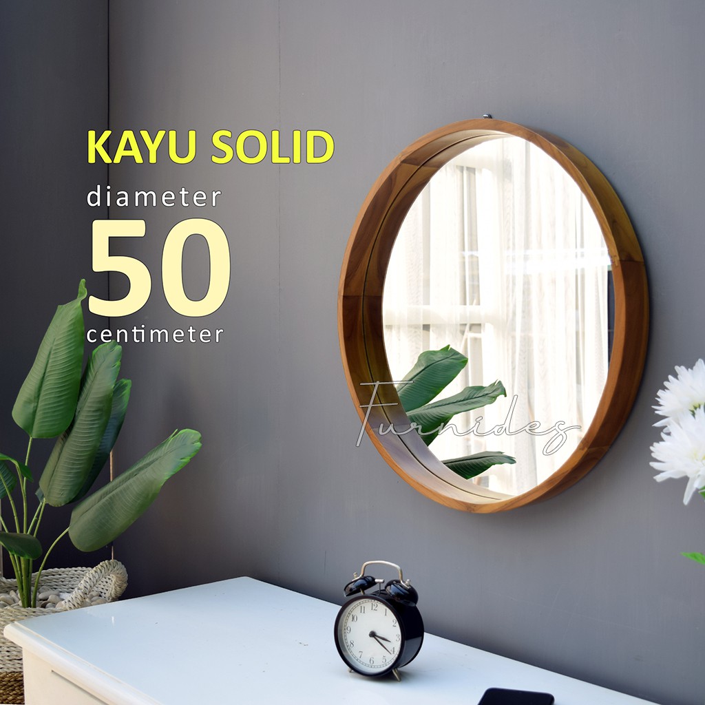  Cermin Bulat  Diameter 50 cm Frame KAYU SOLID Shopee 