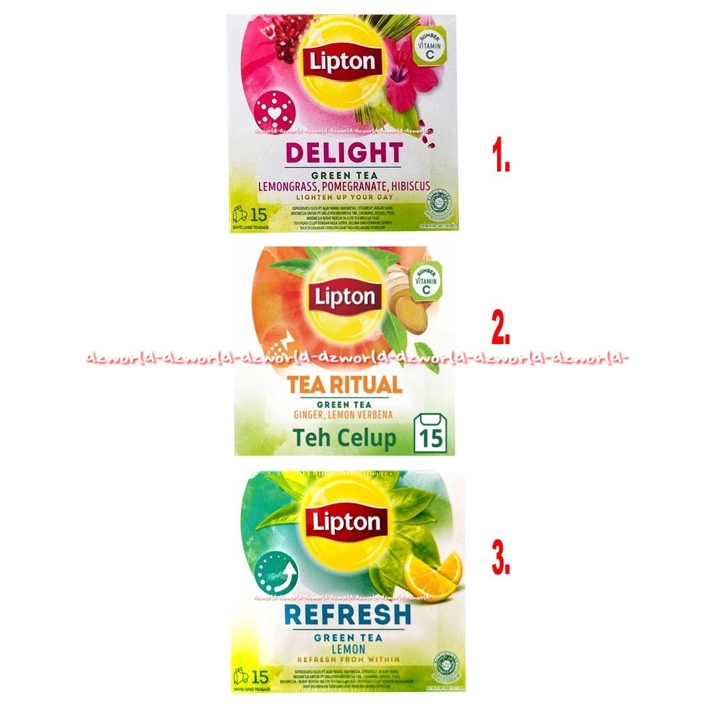 Lipton 15teabags Delight Green tea Lemongrass PomegranateTea Ritual Green Tea Refresh Teh Hijau Rasa Serai Lemon Jaha Hibiscus Lipton Rasa Buah