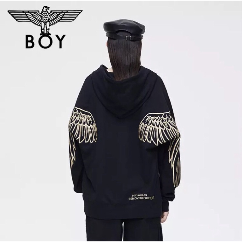 BOY25 SWEATER HOODIE BOY LONDON WINGS BORDIR GOLD IMPORT PRIA WANITA ASIA EROPA KOREA AMERIKA