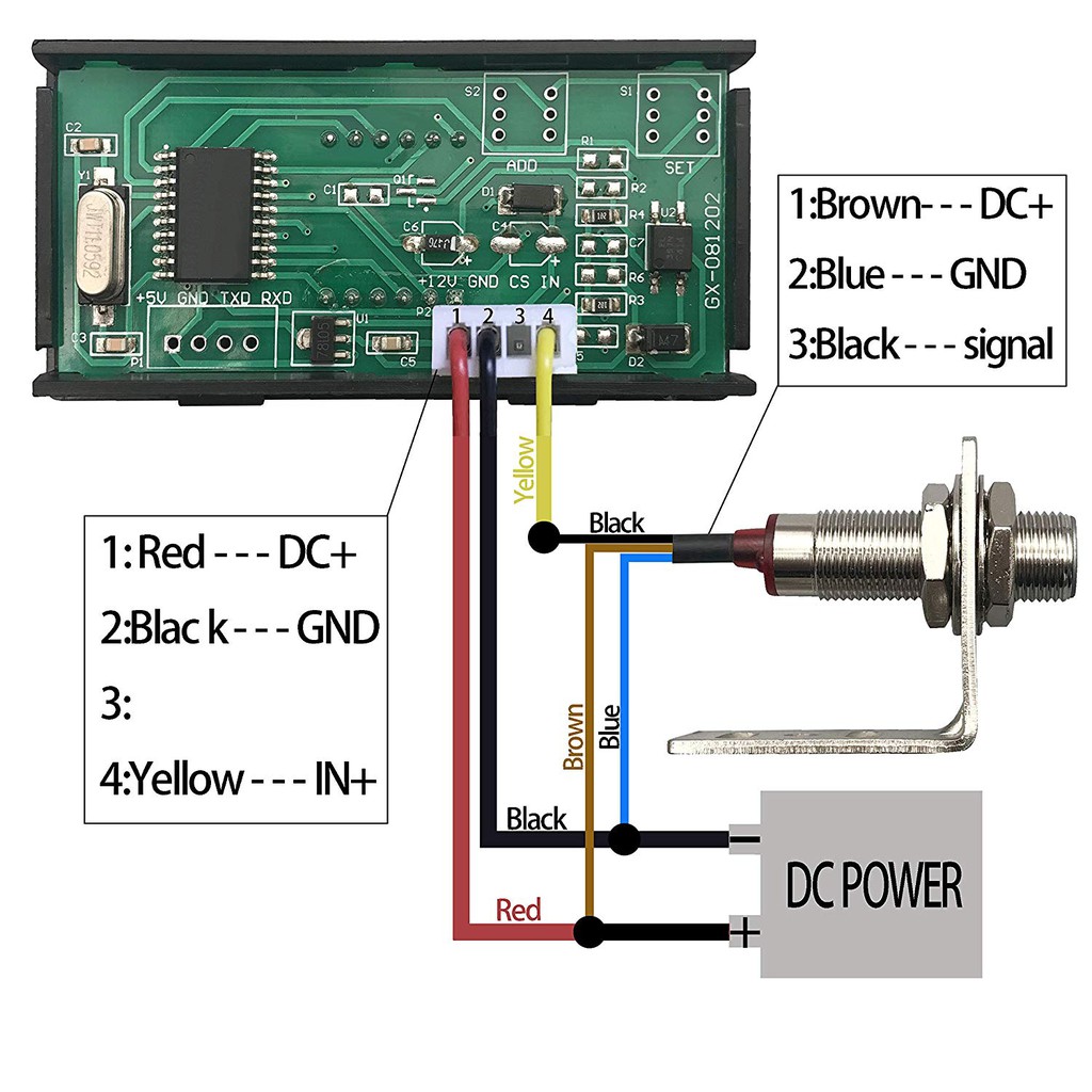 Digital 4 Digits Blue LED Tachometer RPM Speed Meter Include Hall Proximity Switch Sensor NPN And Ma