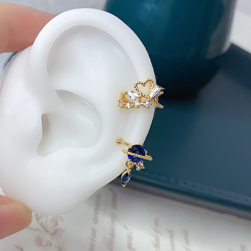 Mxbeauty Anting Klip Tulang Rawan Telinga Tanpa Tindik Desain Bunga Warna-Warni Bahan Tembaga Gaya Hip Hop Untuk Wanita