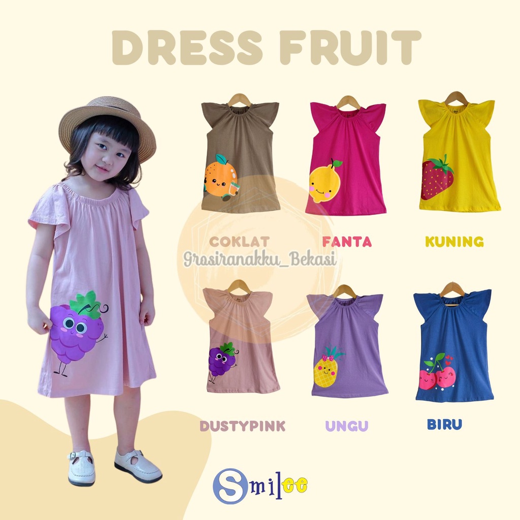 Dress Anak Smilee Fruit Mix Motif Size 1-5Thn