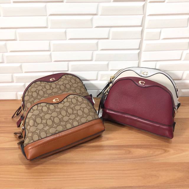 Coach Signature Crossbody CLUTCH DOUBLE ZIPPER POUCH TAS SLEMPANG TANGAN IMPORT BAGUS JALAN