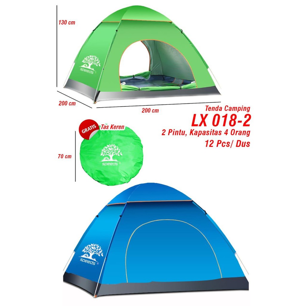 Unik Tenda camping kemping muat(4 orang) speeds Lipat original Lx018-2 Murah