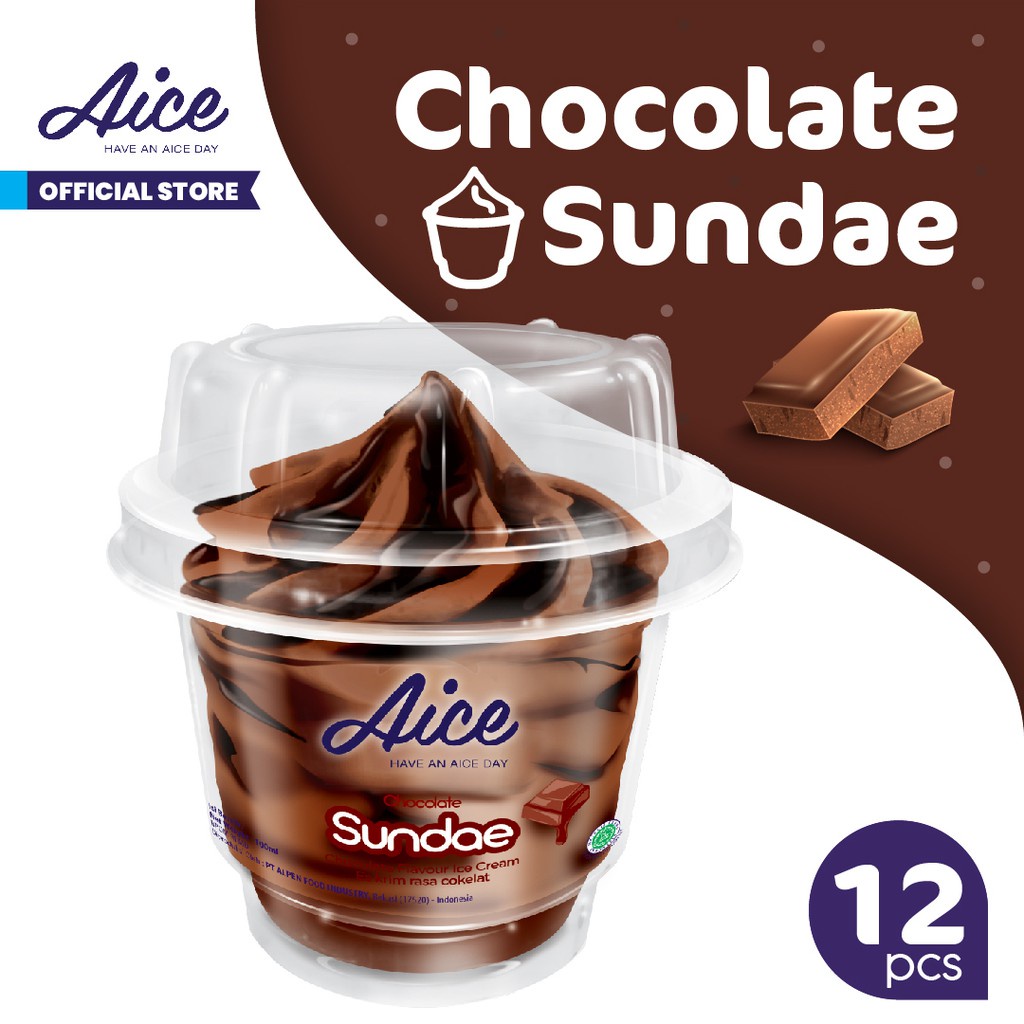 

Aice Ice Cream Single Package Chocolate Sundae Cup ( isi 12 pcs )