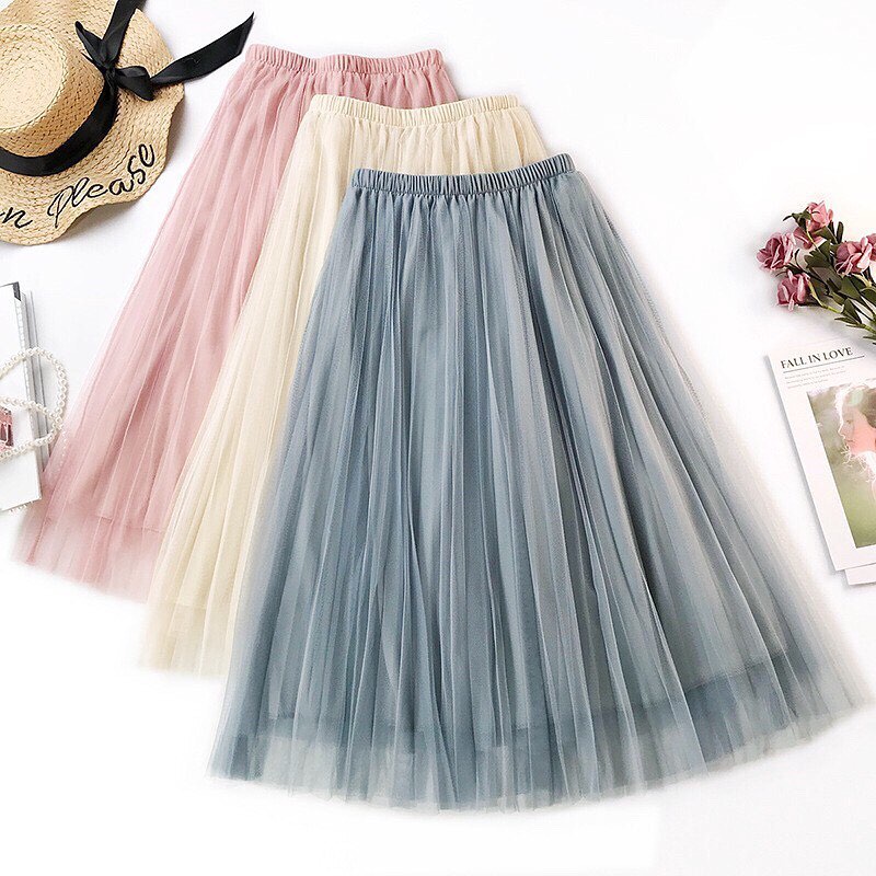 Ariana - Rok Tutu  Dewasa Panjang 90 cm Model High Waist Lipat Bahan Mesh Tulle Elastis